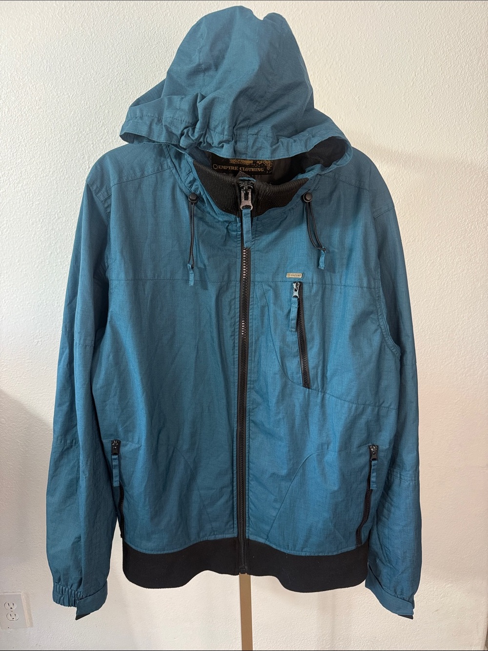 EMPYRE- Men's Teal Hooded Zip Jacket- Size large